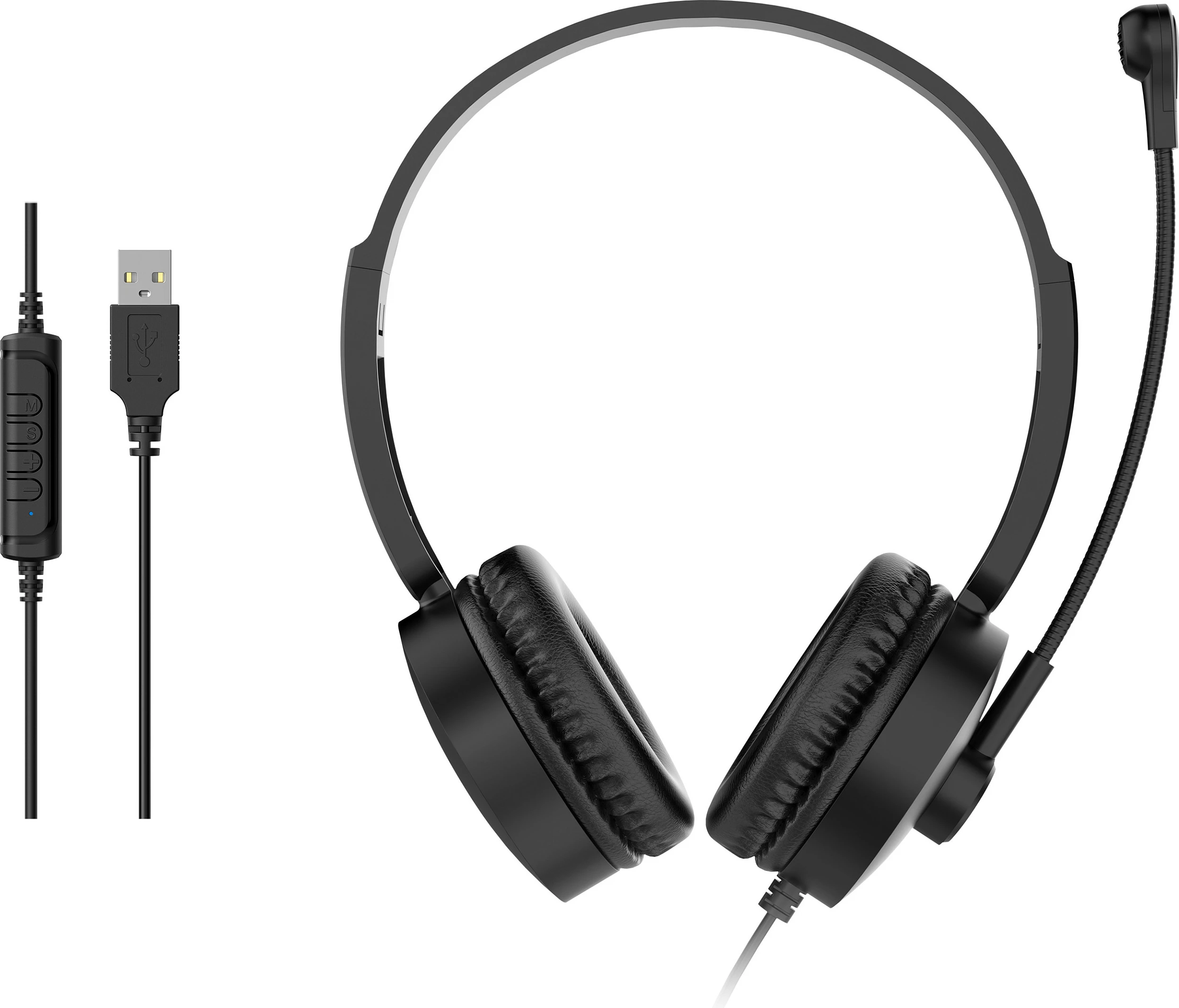 Kufje EQUIP Stereo Headset, USB-A, kabllo 2 m, me mikrofon, të zeza