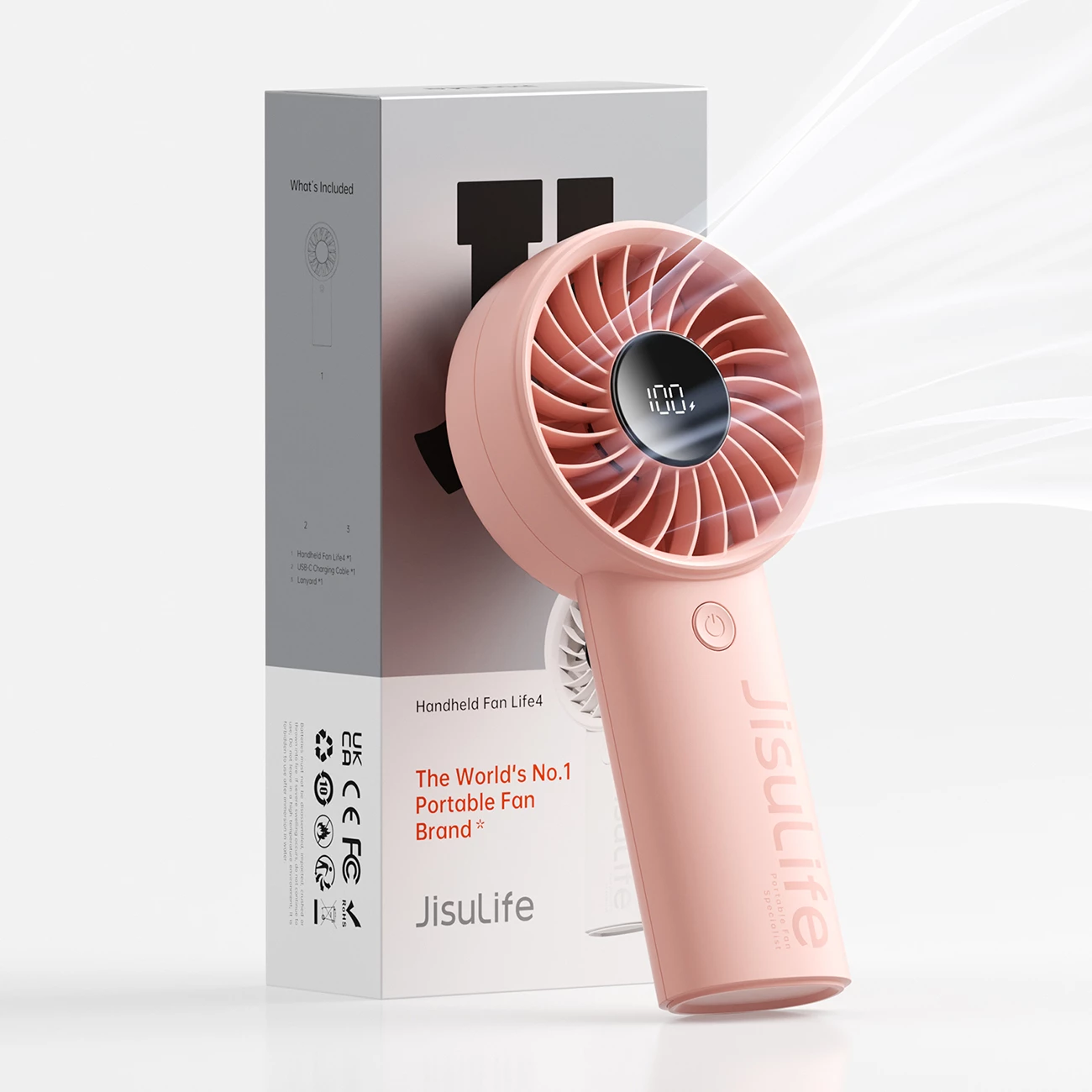 Ventilator dore Jisulife Life4, 5000mAh, USB-C, Rozë