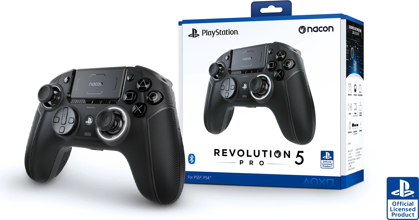 Kontroller gaming Nacon Revolution 5 Pro për PS5, wireless, Hall Effect, RGB, i zi