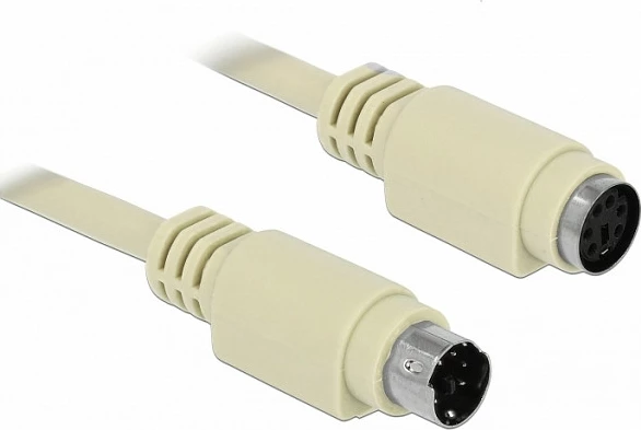 Kabllo zgjatëse PS/2 DeLOCK 85805, 1.8 m, Mini-DIN 6-pin Mashkull në Femër, Bezhë