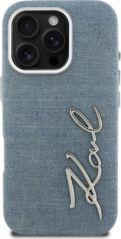 Mbështjellës Karl Lagerfeld Signature Jeans për iPhone 16 Pro Max me MagSafe, blu, me kuti