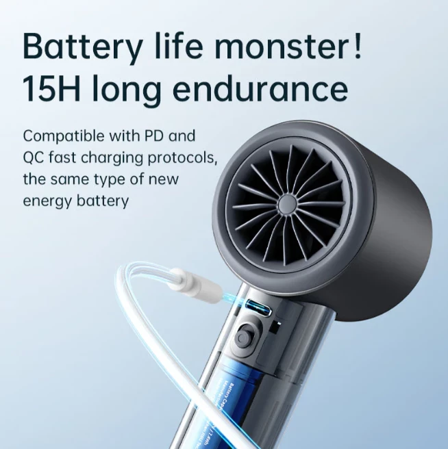 Ventilator dore Jisulife Pro1 S FA53PRO, 5000 mAh, USB-C, me ekran, Kafe e çelët