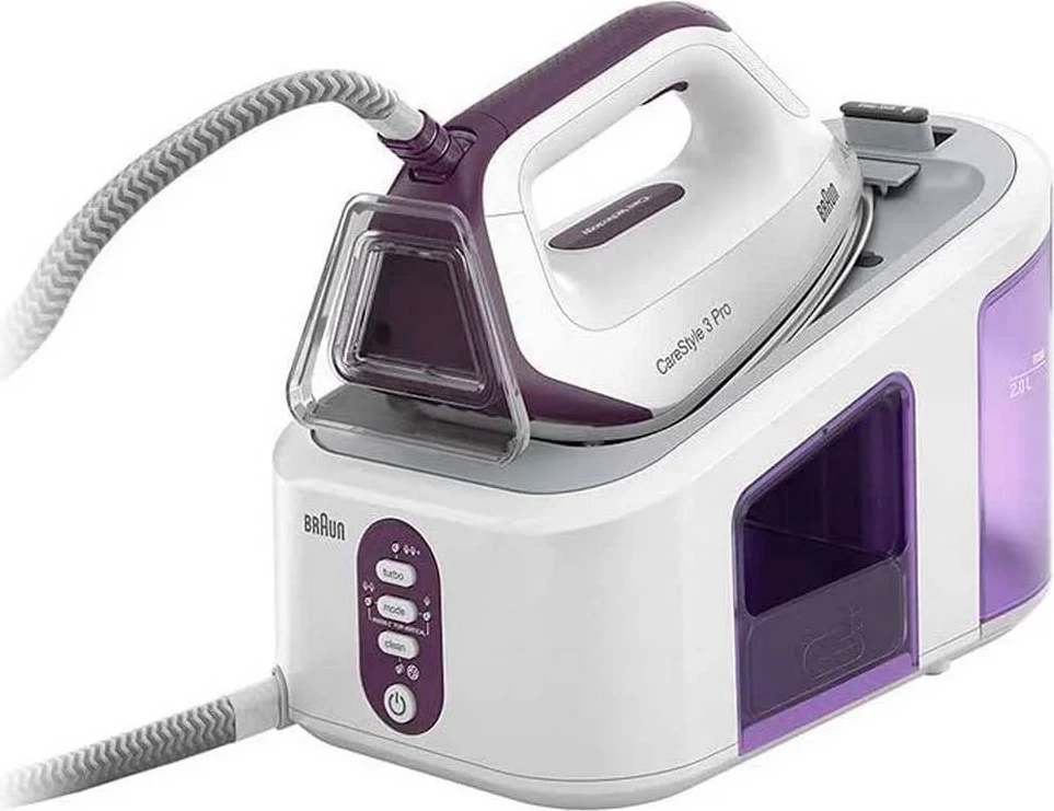 Hekur me avull stacionar, Braun, CareStyle 3 Pro IS3155VI, 2400W 6.5 bar 2L iCare FreeGlide 3D, bardhë-vjollcë