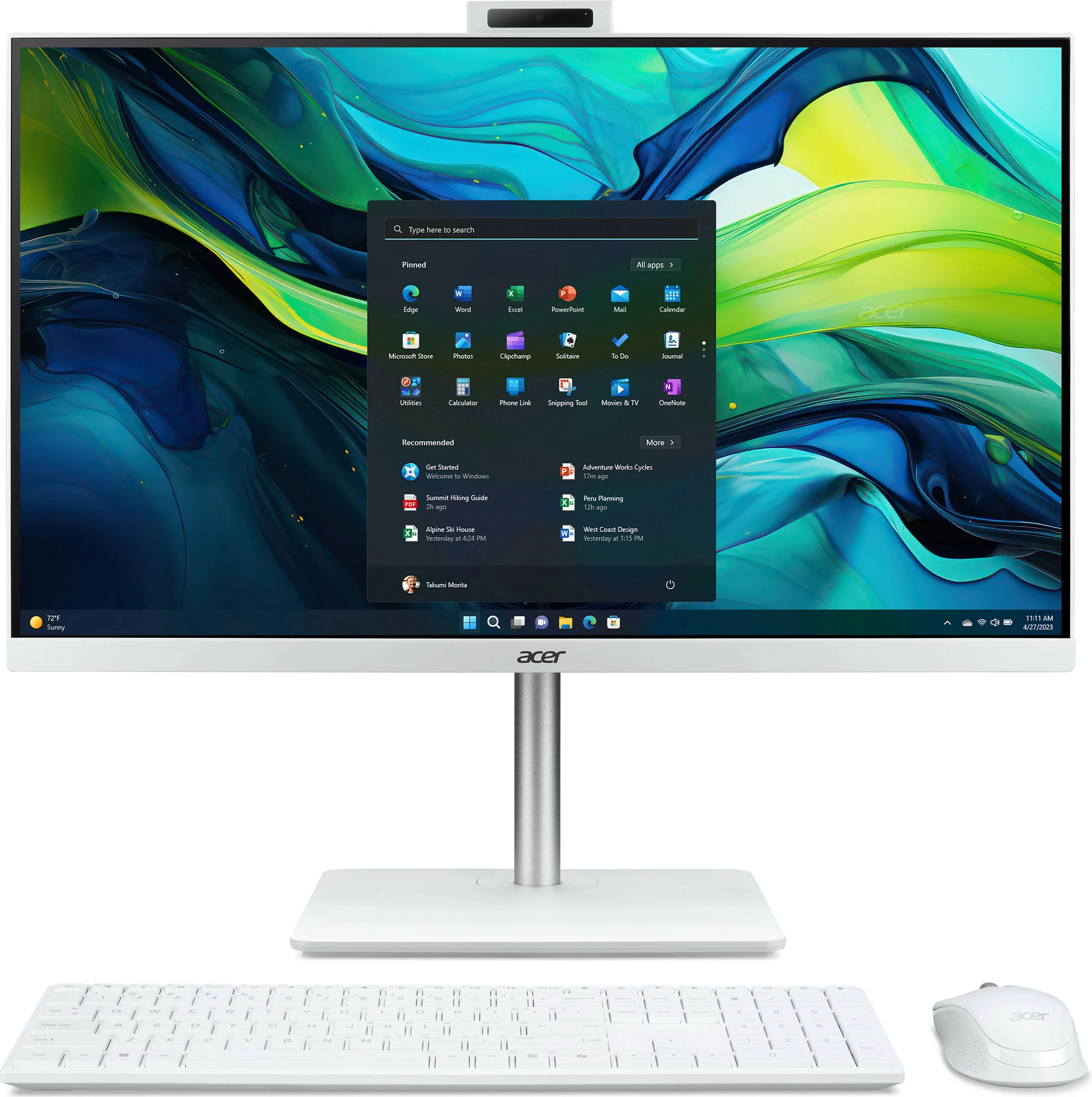Kompjuter All-in-One Acer Aspire C27A-GRPL, Core 5 120U, 16GB RAM, 1TB SSD, Windows 11 Home, AZERTY FR, i bardhë