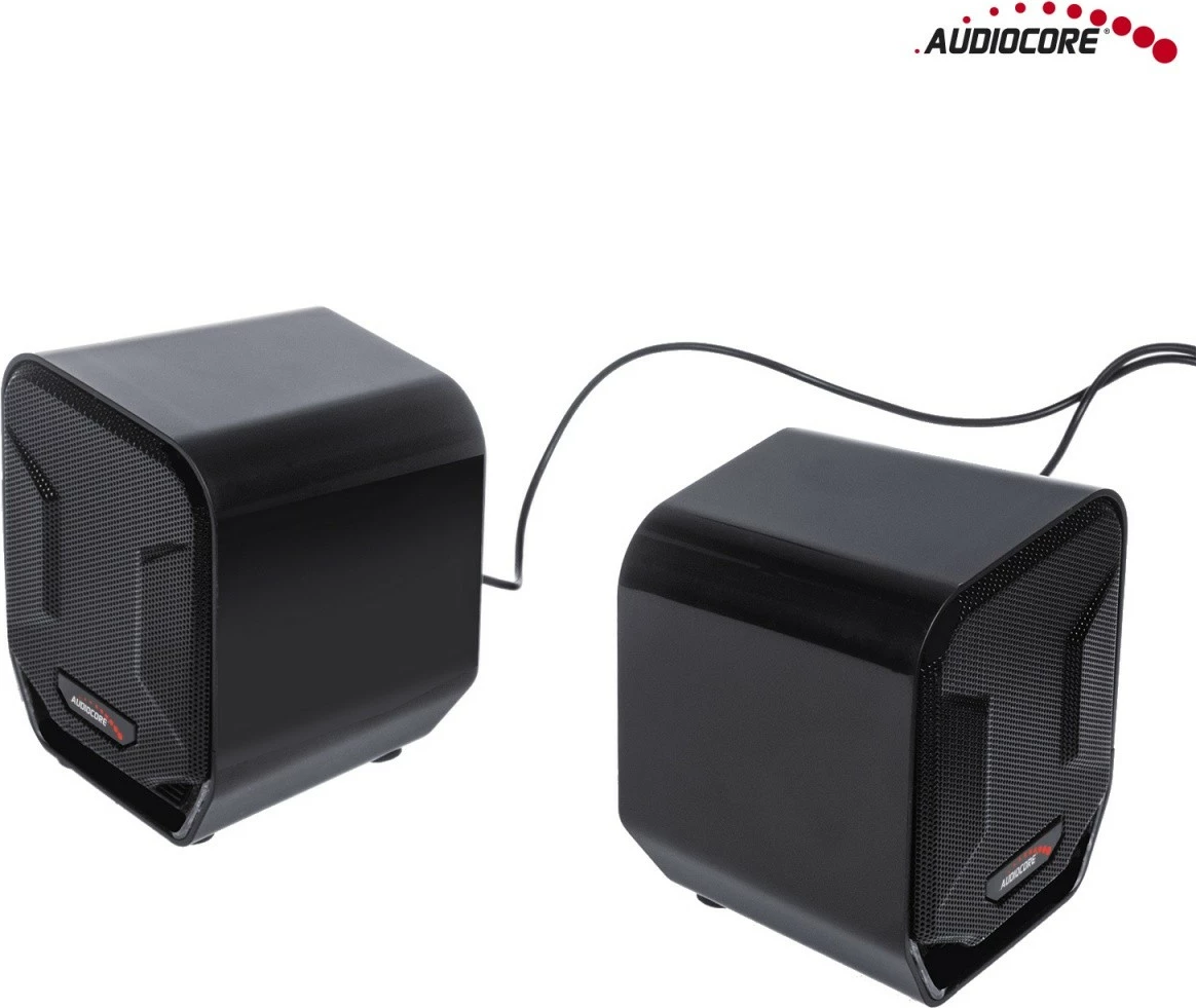 Altoparlantë kompjuteri, Audiocore AC865B, 2.0 6W, USB 5V me minijack 3.5 mm, ndriçim LED blu, të zinj-blu