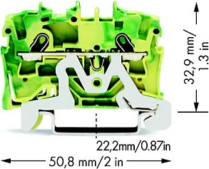 Klemë terminale mbrojtëse PE WAGO 2001-1207, 2-përçues, 1.5 mm², verdhë/jeshile