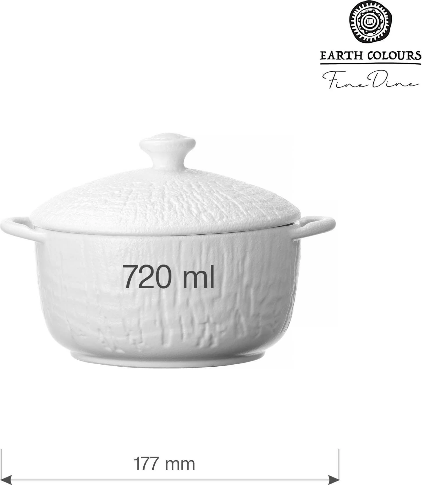 Tas supë me kapak Fine Dine Crust, 720 ml, Ø140 mm, i bardhë, set 3 copë