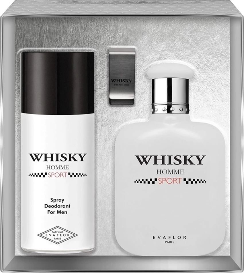 Set Eau de Toilette dhe deodorant për meshkuj Evaflor Whisky Homme Sport, 100ml + 150ml