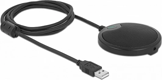Mikrofon konferencash DeLOCK USB, omnidireksional, 16-bit 44.1 kHz, me dalje 3.5 mm, i zi