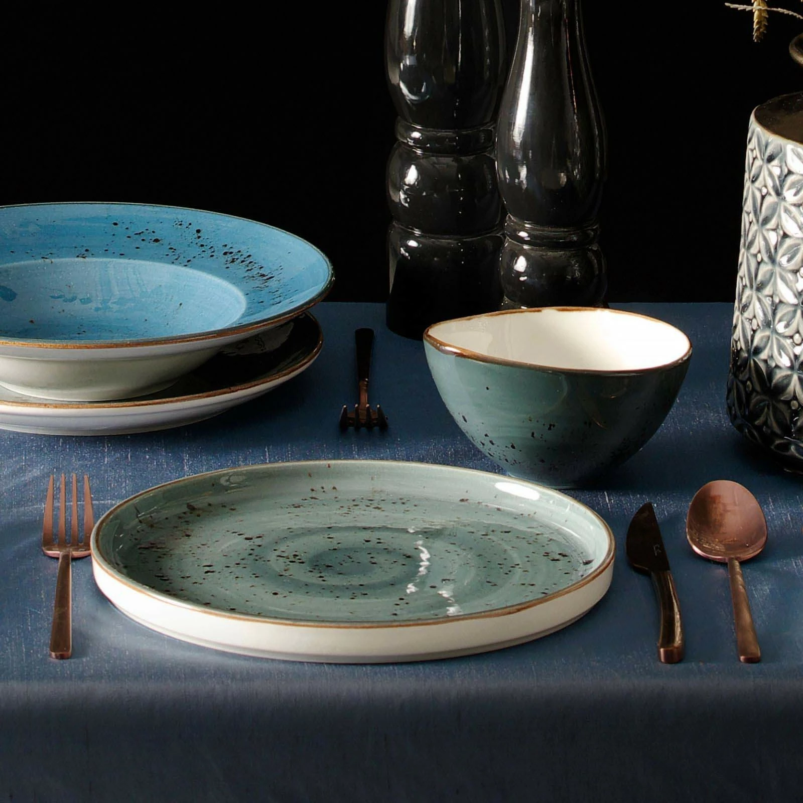 Tas i cekët Fine Dine Arando 200 mm, gri, set 4 copë