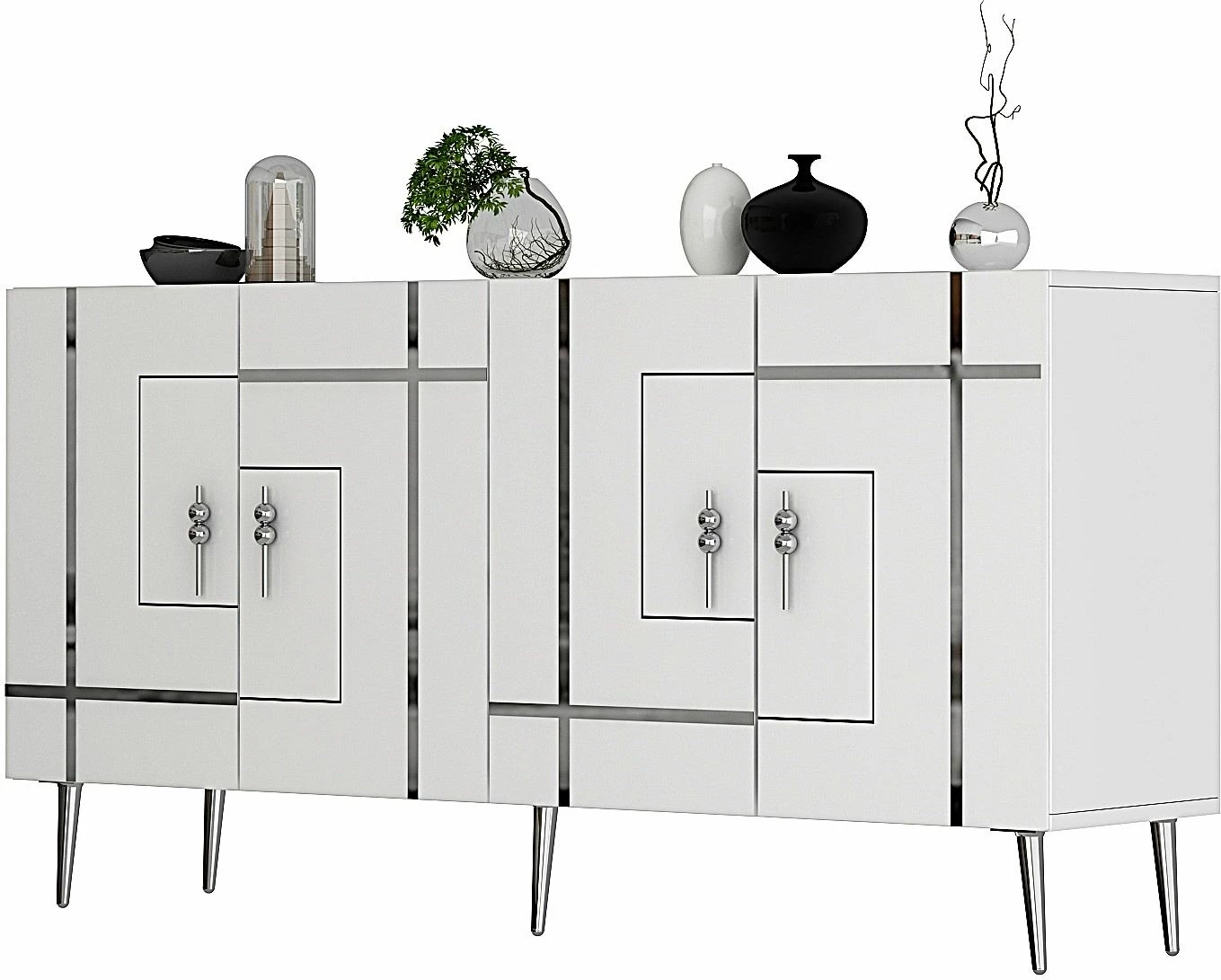 Konsol Skye Decor, Line KB150, e bardhë, argjend