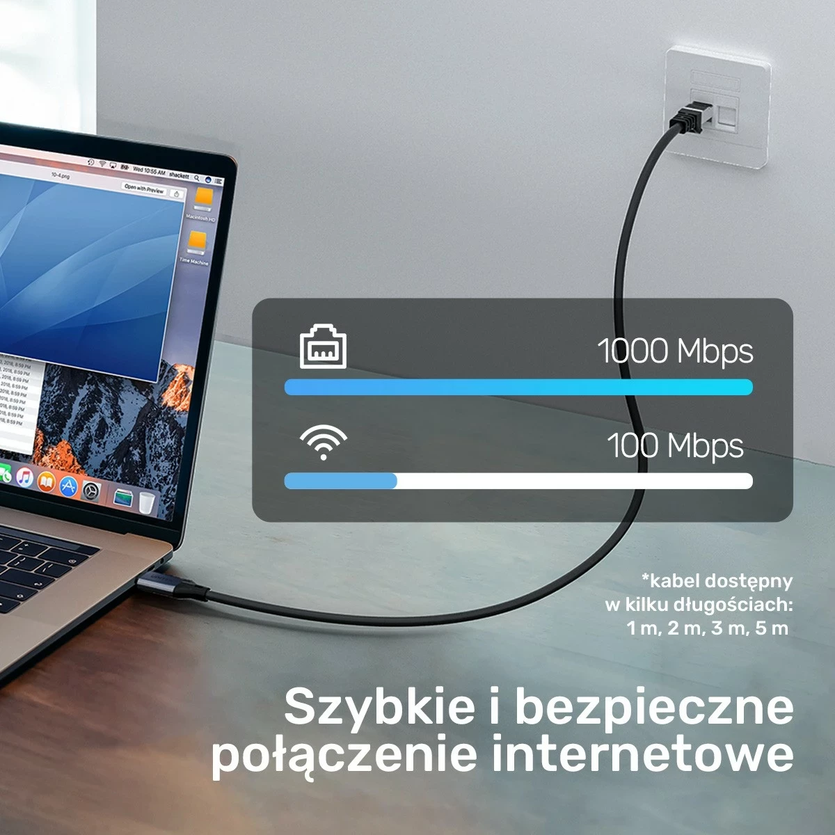 Kabëll Ethernet Unitek USB C RJ-45 LAN, 2m, zi-argjendtë