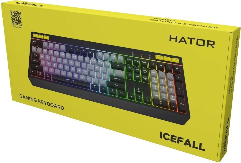 Tastierë Hator Icefall HTK401US, RGB, full-size, me kabllo, black-grey