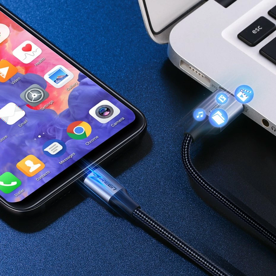Kabllo Ugreen US288 60125 USB-A në USB-C, 0.5m, QC 3.0, Gri