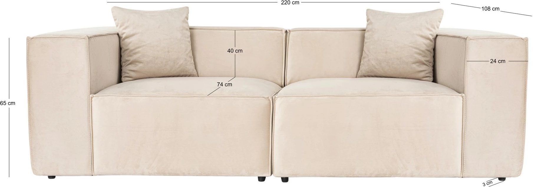 Divan dy ulëshe Lora, krem, Atelier del Sofa