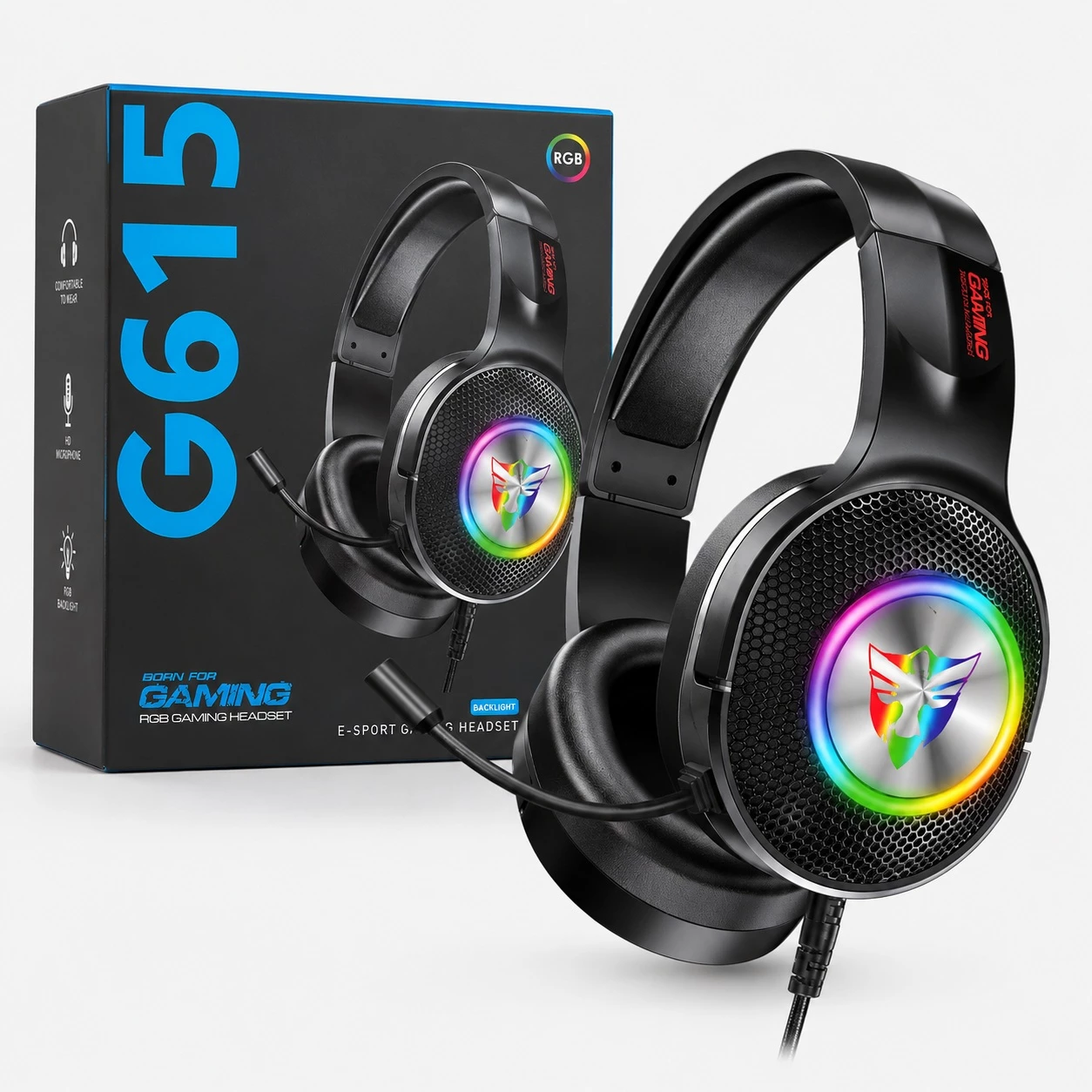 Kufje Gaming G615 me Mikrofon dhe Ndricim RGB