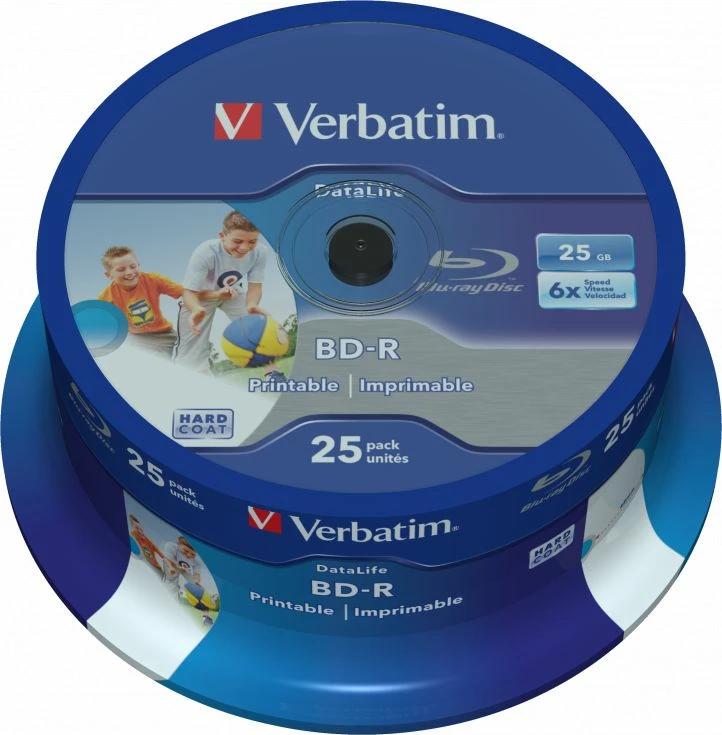 Disk Blu-ray BD-R Verbatim 43811 25GB 6x i printueshëm, paketë 25 copë