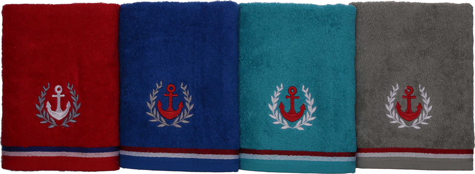Set peshqirësh për duar (4 copë), Mijolnir, maritim, e kuqe, gri, tyrkiz, blu mbretërore