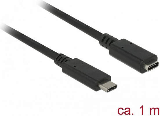Kabllo zgjatëse USB-C DeLOCK 85533, 1m, USB 3.2 Gen 1, 5Gbps, 3A, e zezë