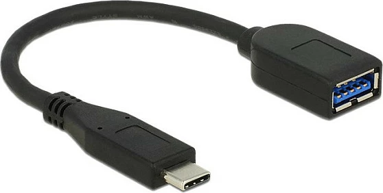 Adapter kabllo USB-C DeLOCK USB 3.1 Gen 2, Type-C mashkull në USB-A femër, 10cm, e zezë