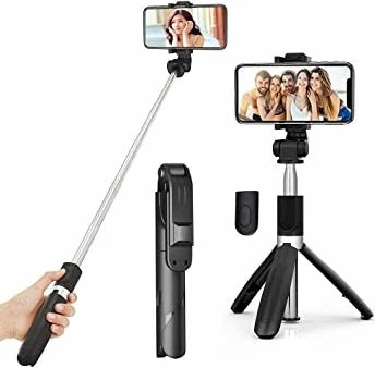 Selfie stick tripod MAXLINE MaxMobile XT-02, Bluetooth, 65 cm, për telefona deri 6.8", 360°, me telekomandë, i zi