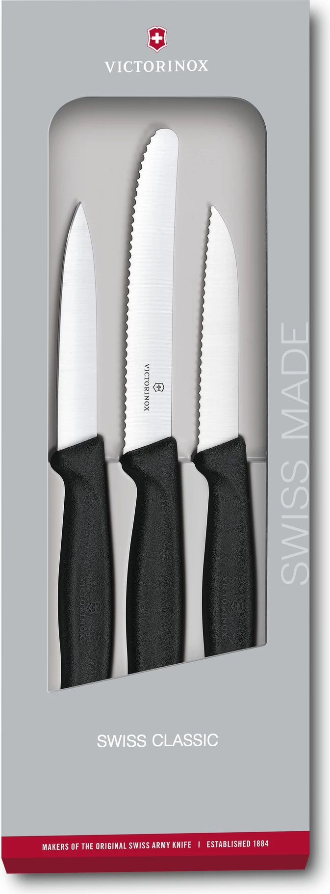 Thikë Victorinox për prerje SwissClassic se , 3 copë, e zezë 