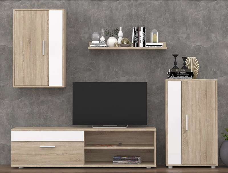 Njësi TV Zafira sonoma-bardhë 190x35x190cm