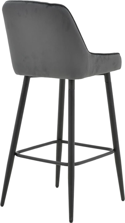 Karrige për bar Deppy, kadife antracit, metal i zi, 43x54x102cm, set prej 2 copash