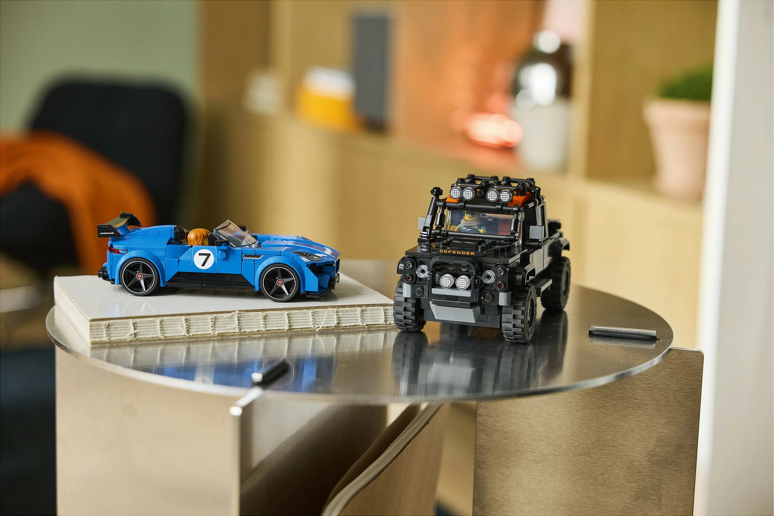 Set ndërtimi LEGO Speed Champions 77264 Jaguar F-Type Project 7 & Land Rover Classic Defender, 740 copë, 10+, blu/zi