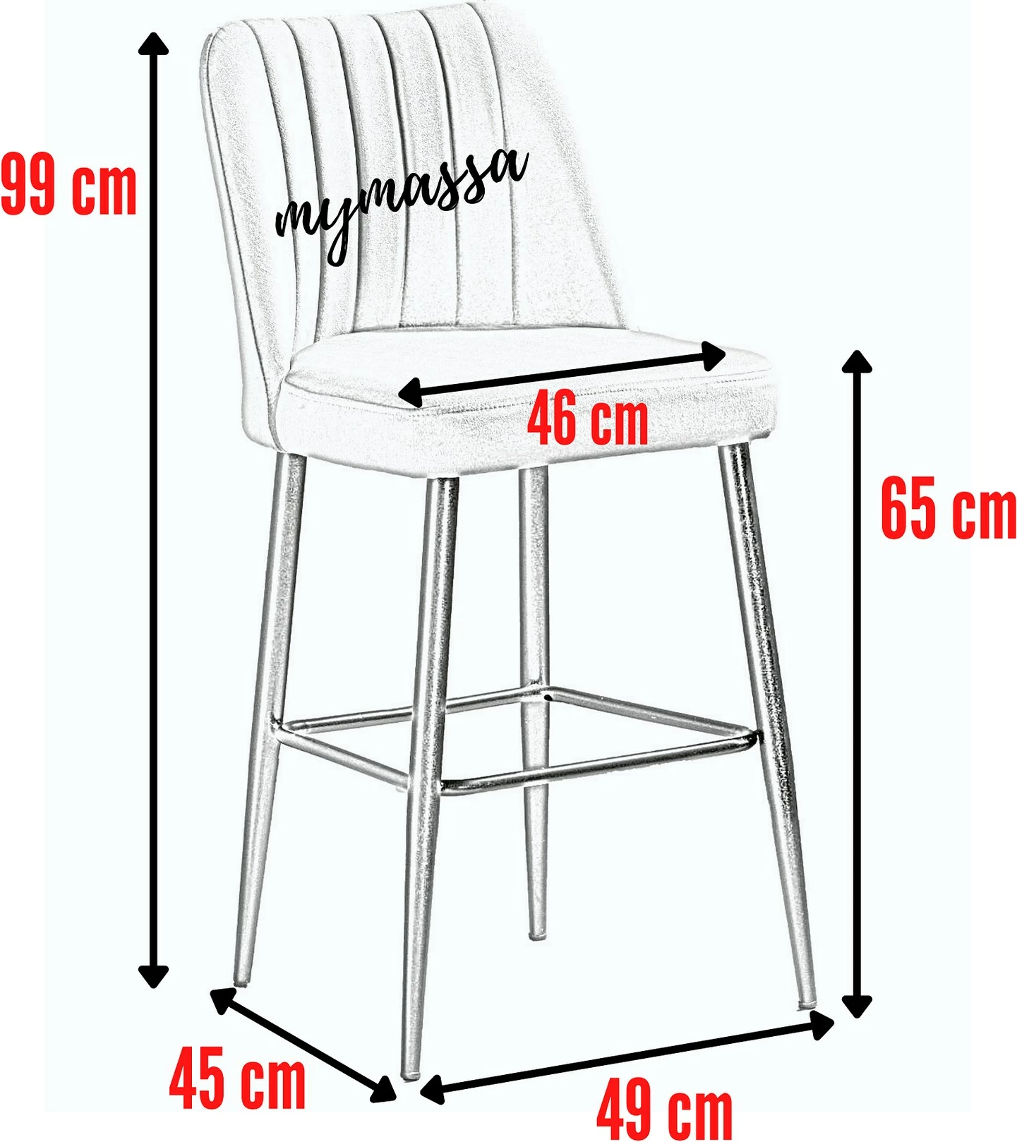 Set karrigesh për bar (4 copë), Hanah Home, Vento, e verdhë