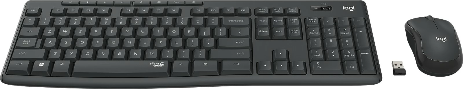 Set tastierë dhe maus Logitech MK295 Silent Wireless, AZERTY, Grafit
