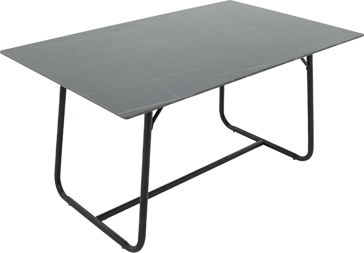 Tavolinë ngrënie Revello gur i sinterizuar mermer i zi- këmbë metalike dizajn 150x90x75cm