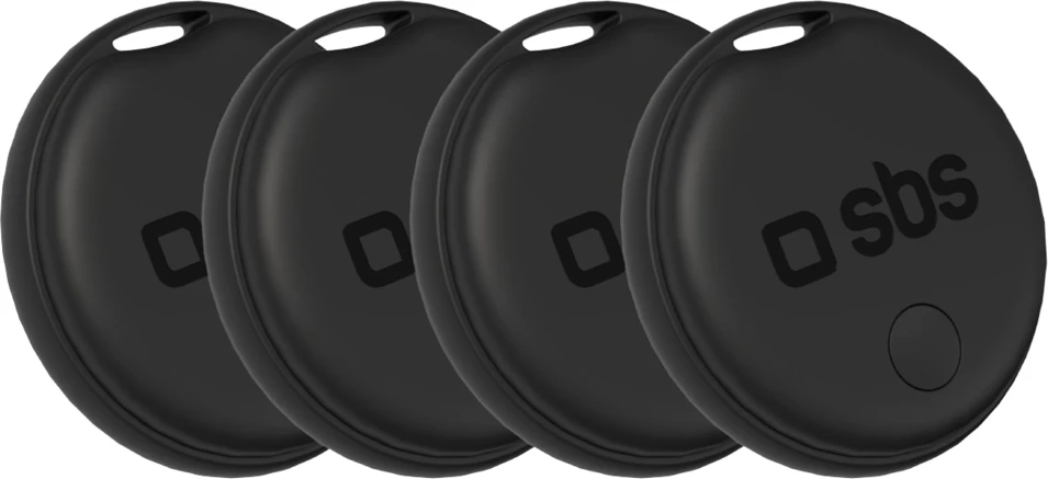 Lokator gjurmues Bluetooth, SBS Track My Dual, kompatibil me iOS/Android, rreze 20 m, alarm 60 dB, bateri CR2032, e zezë, set 4 copë