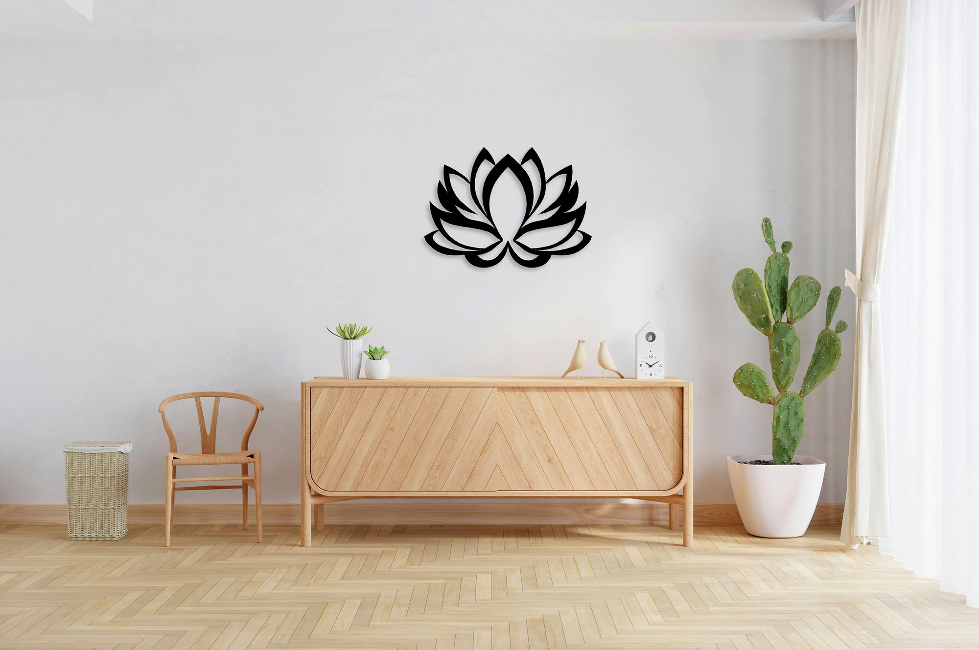Aksesor dekorativ metalik për mur, lule lotus, Wallity
