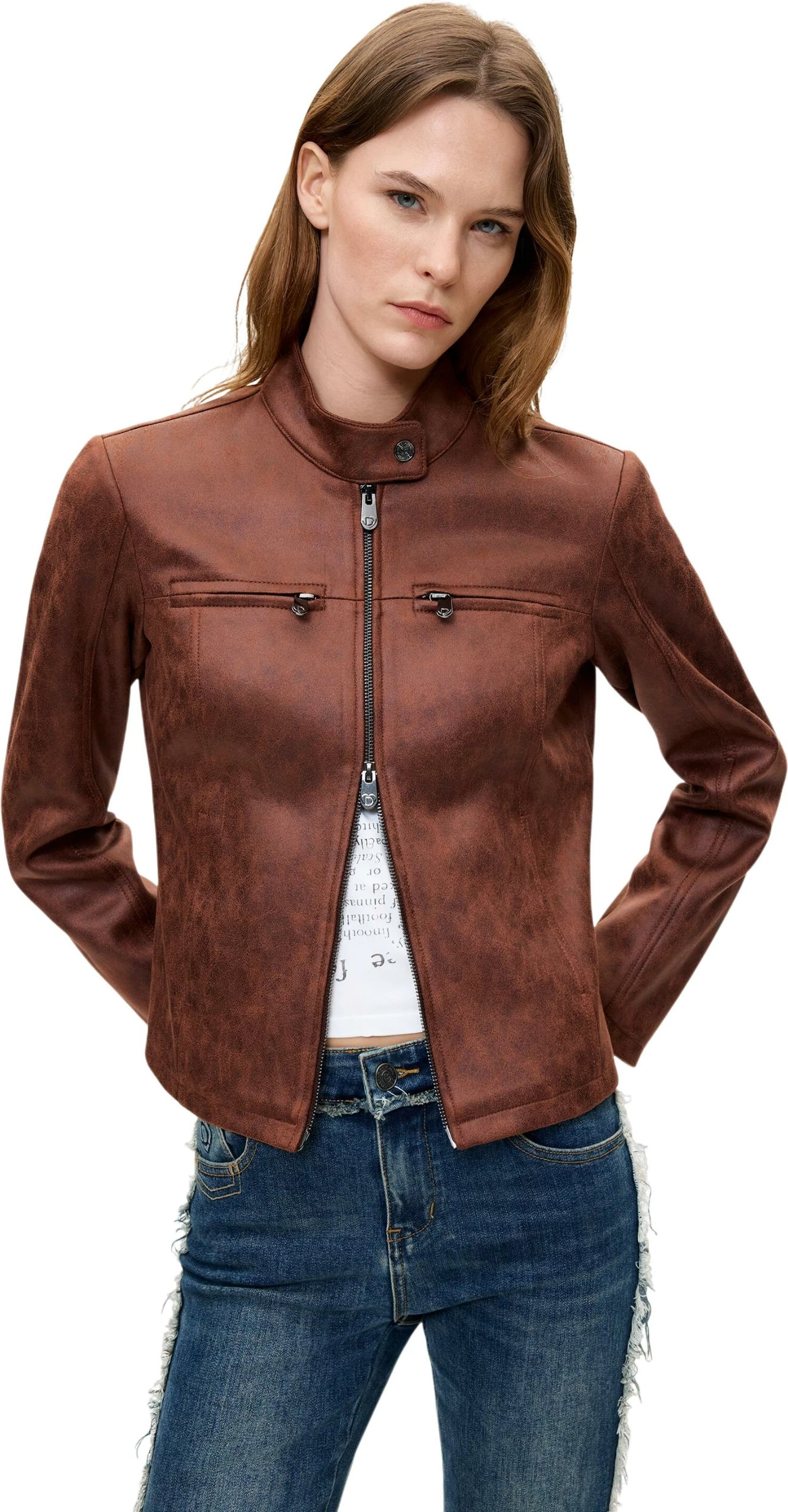 Jakne për femra Desigual CHAQ_BIKERCY 26WWEW09, kafe