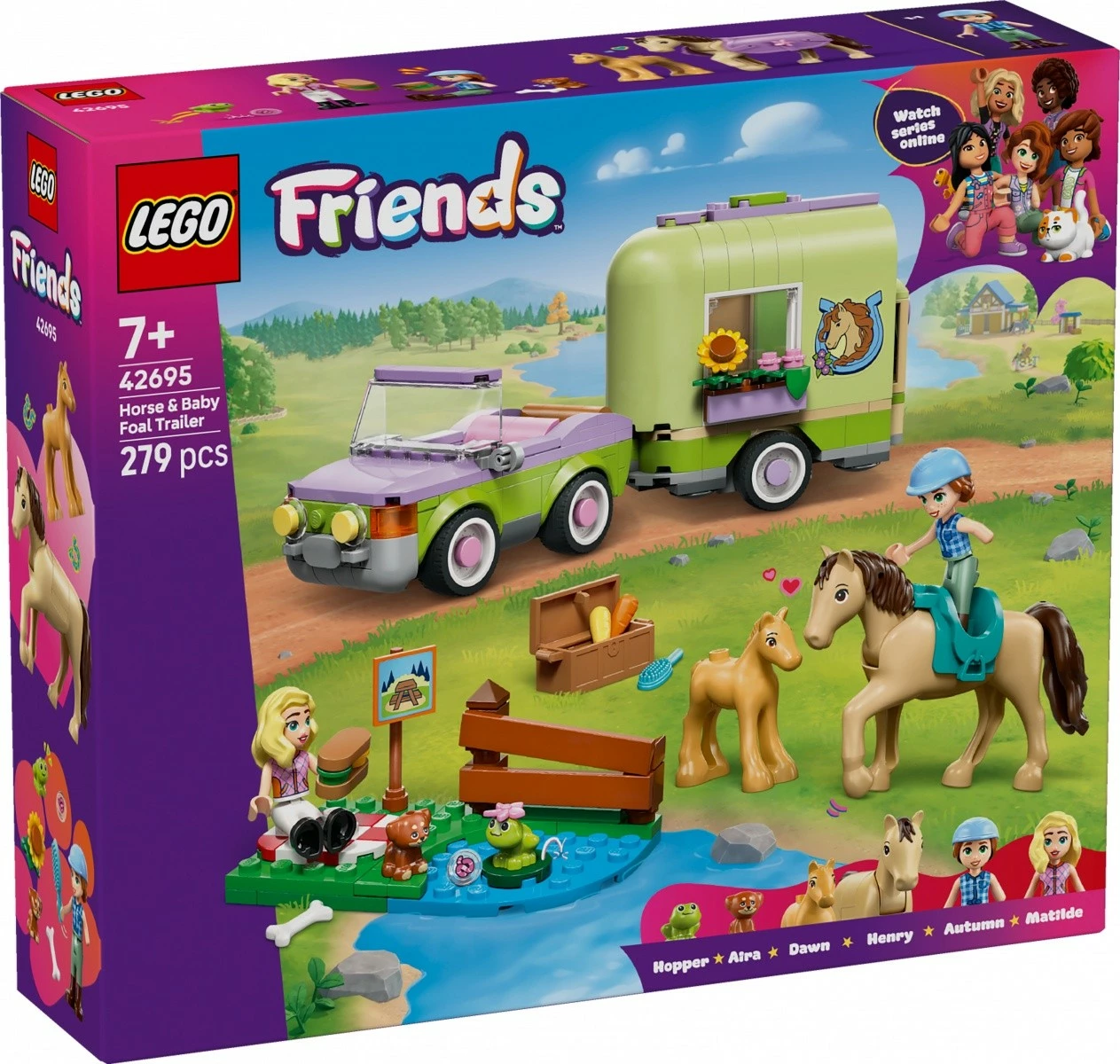 Set blloqe LEGO Friends 42695 Horse Trailer with Foal, 279 pjesë, 7+