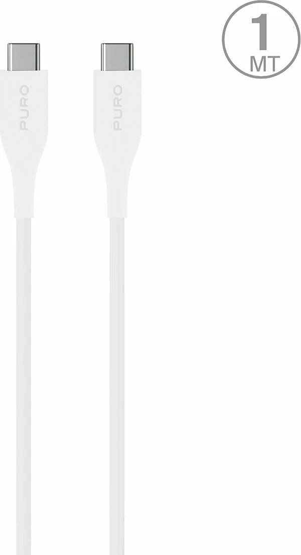 Kabllo USB-C në USB-C Puro Plain, 1m, 2A, Bardhë
