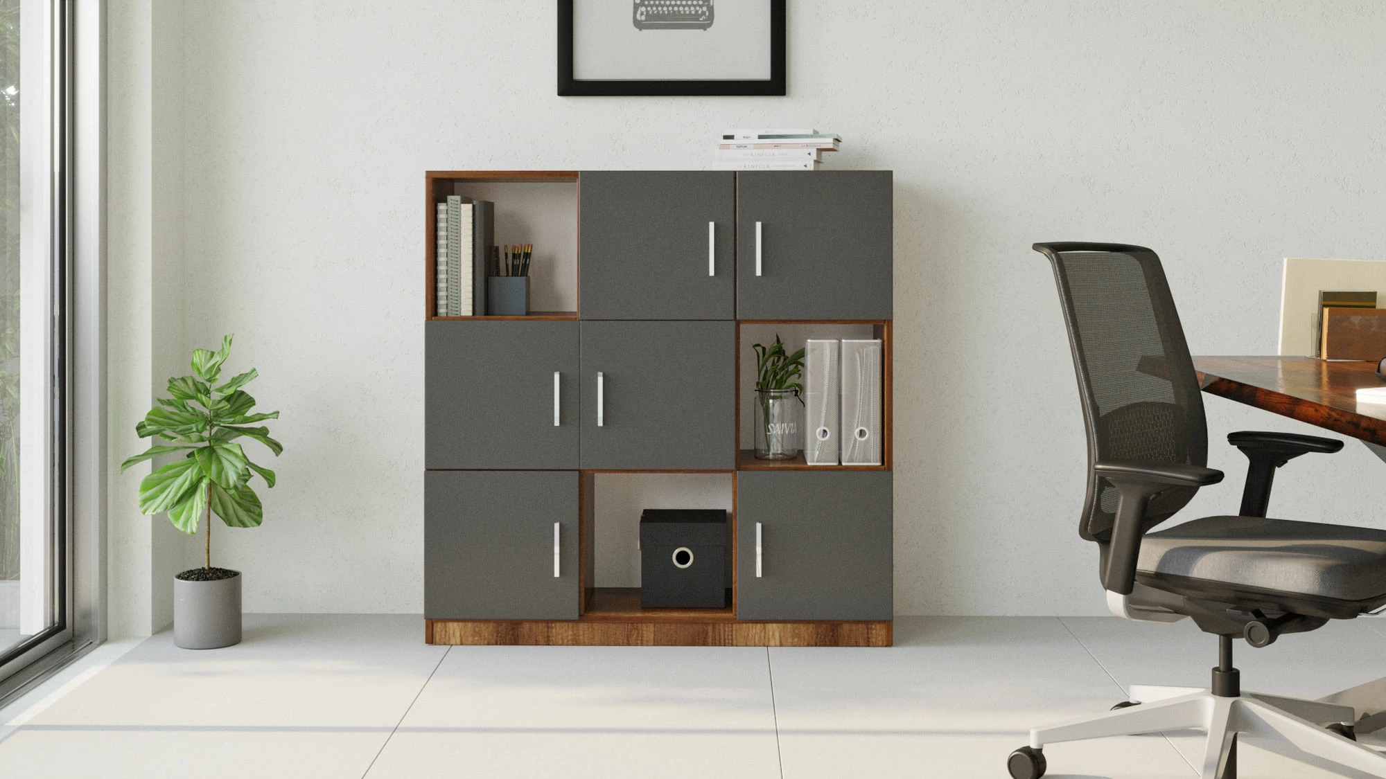 Dollap multifunksional Hanah Home, Vo7-Ba, ngjyrë arr dhe antracit