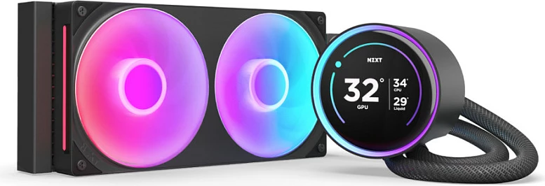 Ftohës i lëngshëm AIO për CPU NZXT Kraken Elite V2 240 RGB, me ekran LCD, 2x120mm, i zi