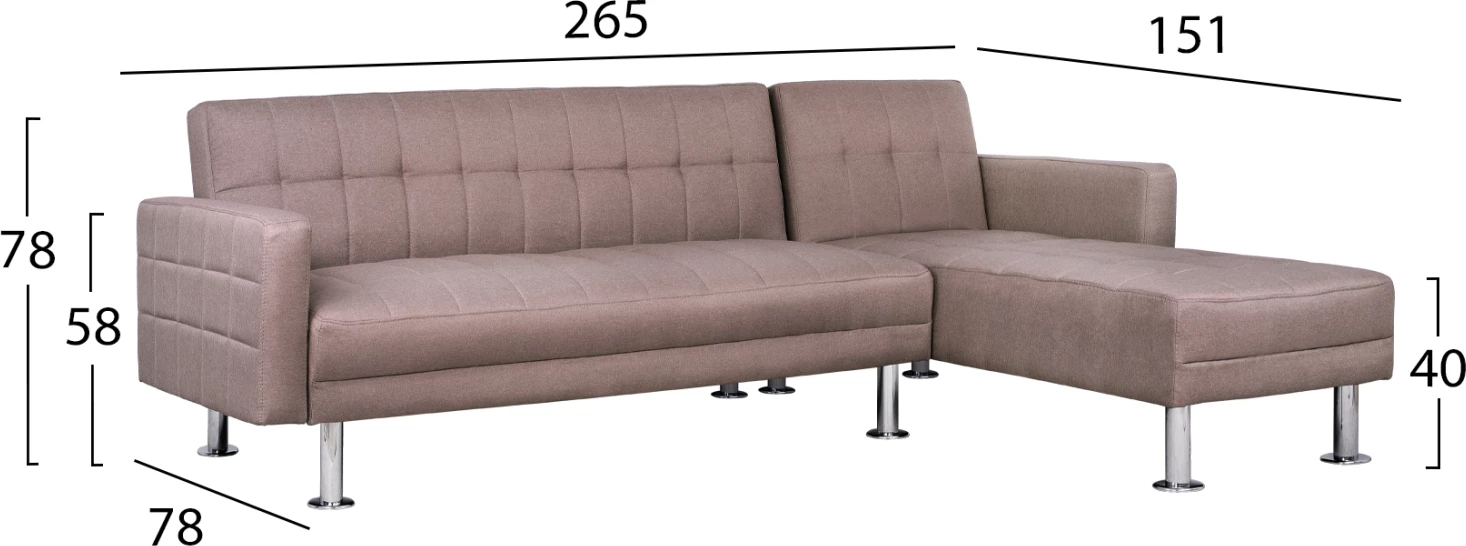 Divan këndor multifunksional, ngjyrë bezhë, Holden FH3147.02, 265x151x78 cm