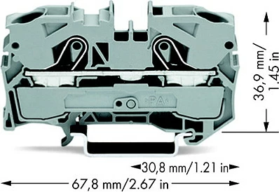 Klemë kaluese WAGO 2010-1201, 2 përçues, 10 mm, gri