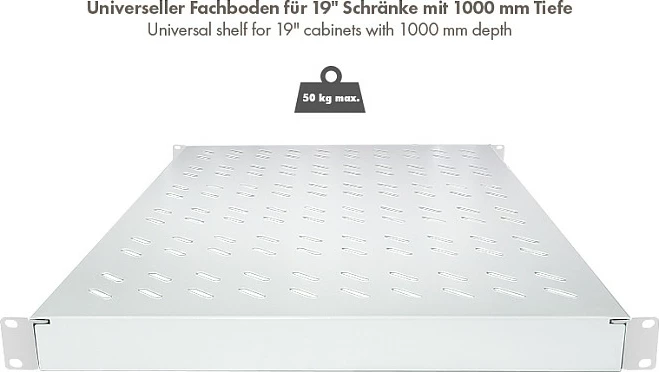Raft i rregullueshëm 19" LogiLink, për rack 1000 mm, hirtë e çelët
