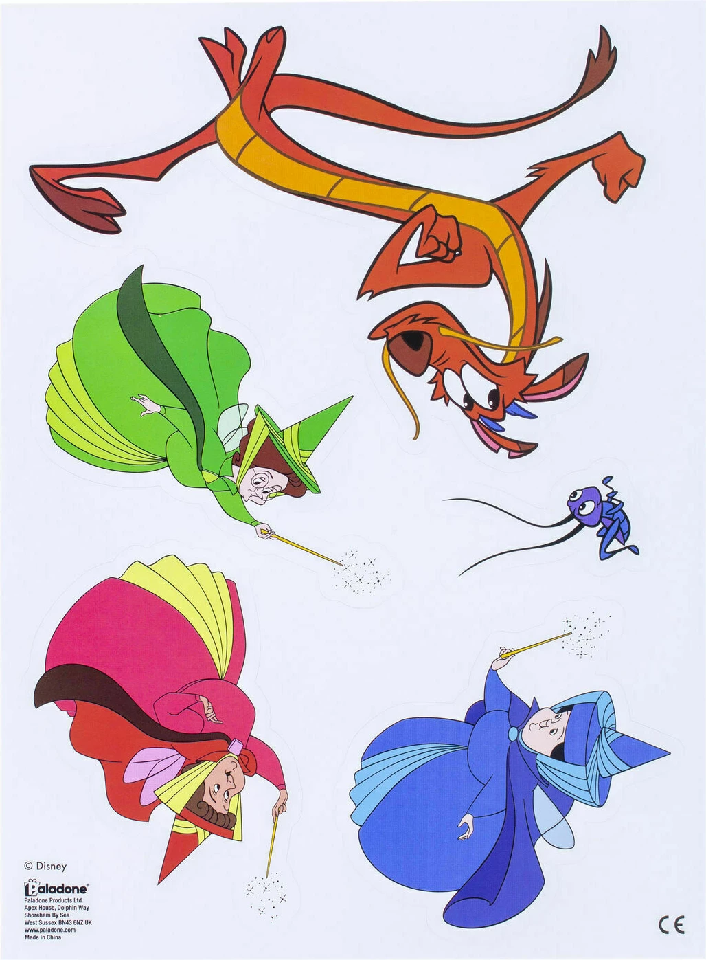 Stikerë muri Paladone Disney Classic Character Wall Decals, vinil të heqshme e rezistente në ujë, mbi 20 copë, 6 fletë