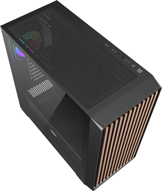 Kasë kompjuteri Darkflash DS900WD ATX Midi Tower, panel anësor xham i temperuar, mbështetje ATX/M-ATX/ITX, 2x HDD + 2x SSD, 7 slote PCIe, me 4 ventilatorë ARGB, e zezë, set x4