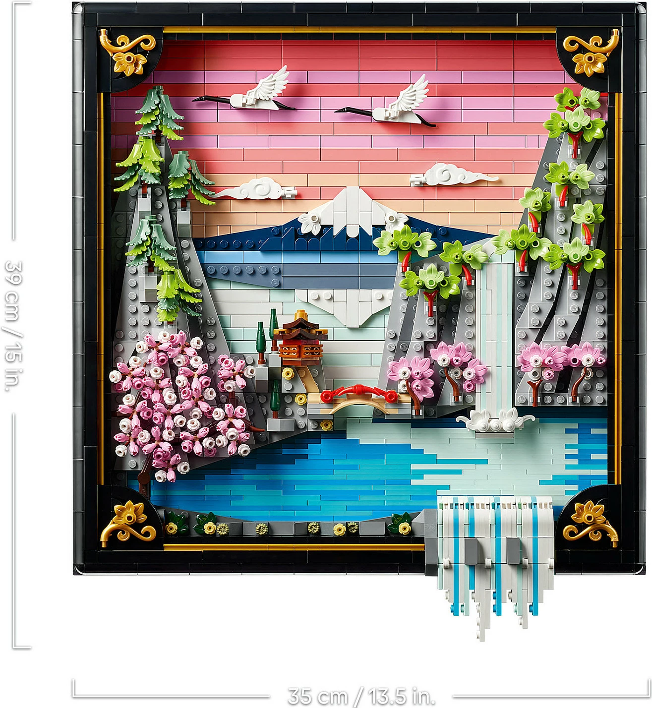 Set ndërtimi LEGO Art 31218 Japanese Cherry Blossom Landscape, 1892 copë, dekor muri 3D, Multikolor