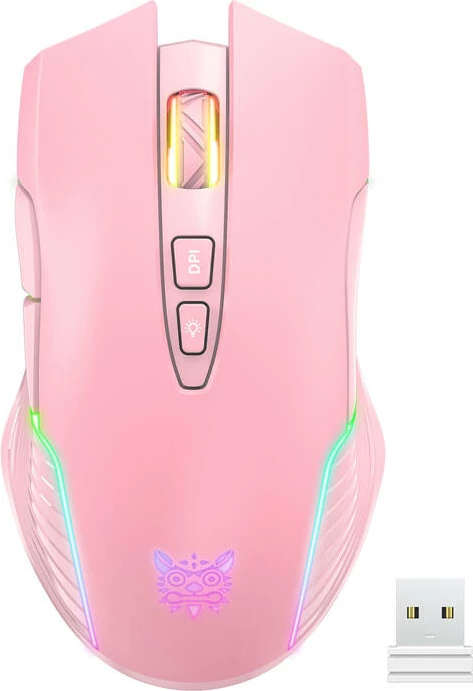 Maus wireless për gaming ONIKUMA CW905, 2.4G, 7 butona, RGB, Rozë