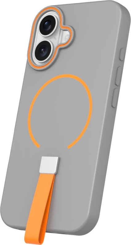 Mbështjellës ONASI 24174 për Samsung Galaxy S25, silikon mat me rrip, MagSafe, gri-portokalli