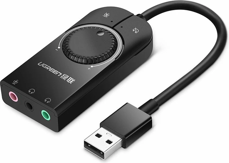 Adapter zanor i jashtëm Ugreen 40964, USB-A, 3.5 mm mini jack, 15 cm, Zi