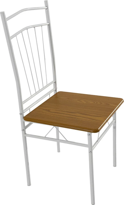 Tavolinë me karrige Roza II, set 5 copë, MDF natyrale, këmbë metalike të bardha, 110x60x74cm