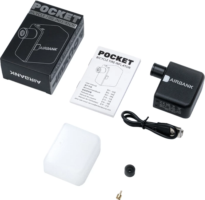 Pompë mini elektrike për biçikletë Cycplus AS1 Pocket Airbank 100 PSI, USB-C, 95 g, e zezë, set 6 copë